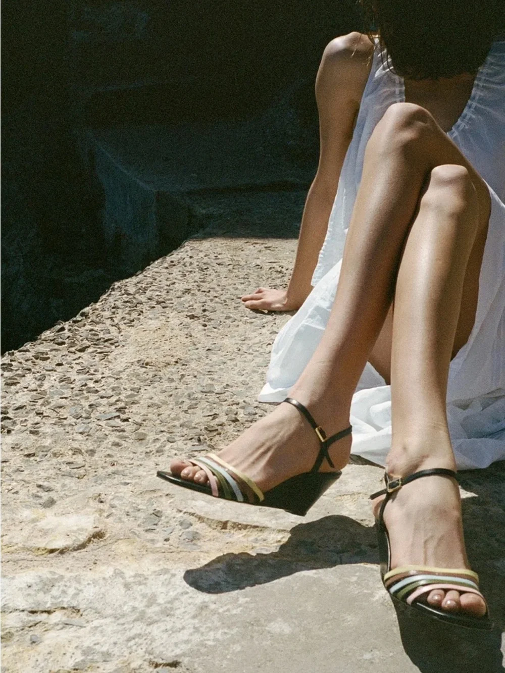 LARROUDE | x Ciao Lucia: Daiana Wedge Sandal Black Leather | Size: 9.5